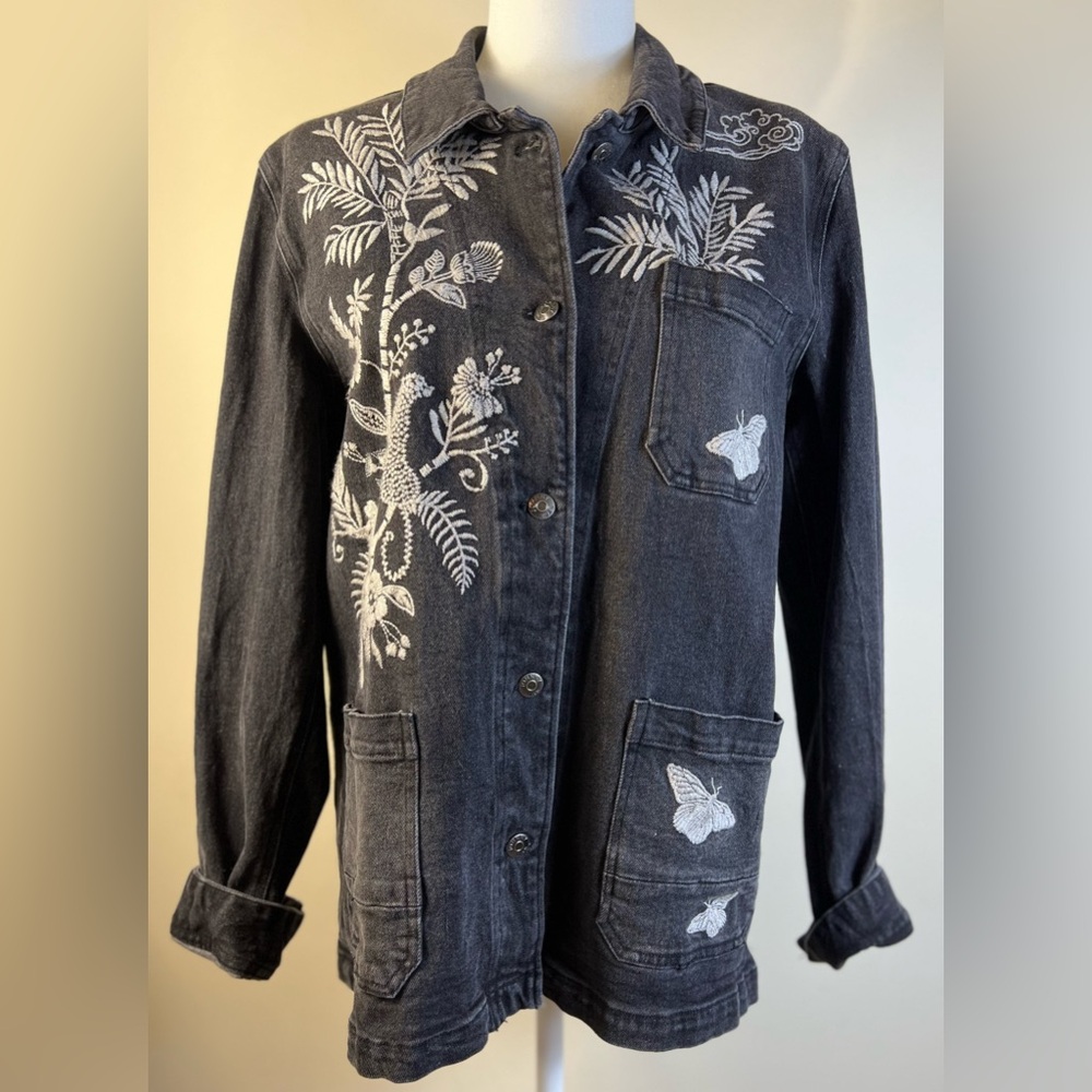 Johnny Was Workshop Eden Denim Washed Black Jacket, Size S, NWOT - Picture 8 of 15